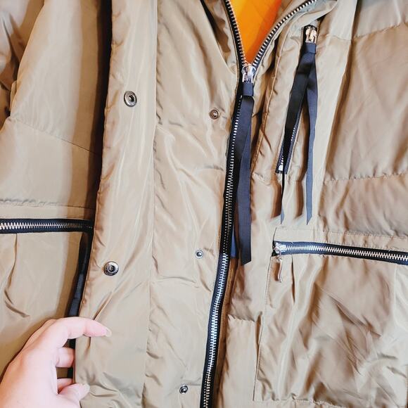 Orolay beige duck down filled thickened mid length hooded ski coat XL - Picture 5 of 16